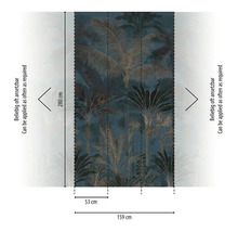 Fototapeta s motívom tropickej džungle, palmy a rastliny, výška 280 centimetrov, šírka 159 centimetrov, ľubovoľne napojiteľná.
