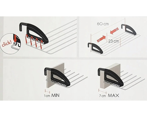Ilustrácia montážneho návodu pre sušiak na bielizeň na radiátor.