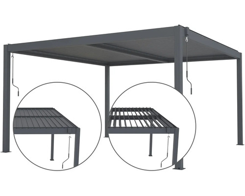 Pergola s lamelovou strechou a kľukou na nastavenie lamiel