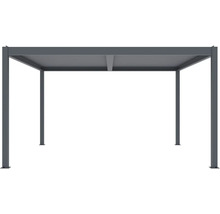 Sivý záhradný pavilón s lamelovou strechou