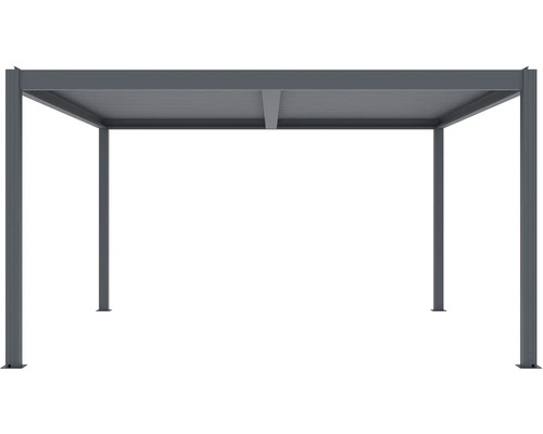 Sivý záhradný pavilón s lamelovou strechou