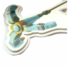 Nálepka modrého robota s ramenom podobným rybárskemu prútu