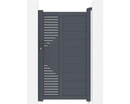 Hliníková záhradná bránka s vodorovnými líniami a kľučkou