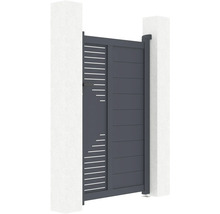 Hliníková záhradná bránka s vodorovnými lamelami medzi dvoma piliermi