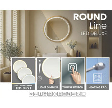 Okrúhle LED zrkadlo so stmievačom, dotykovým spínačom, vyhrievacou podložkou a funkciou proti zahmlievaniu do kúpeľne