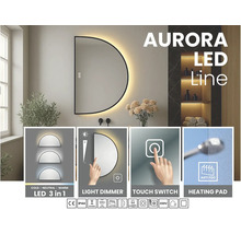 Polkruhové LED zrkadlo s dotykovým spínačom, stmievačom a funkciou proti zahmlievaniu do kúpeľne