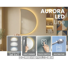 Polkruhové LED zrkadlo s dotykovým spínačom, stmievačom svetla a funkciou proti zahmlievaniu do kúpeľne.