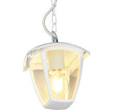 Biele závesné svietidlo s reťazovým závesom a žiarovkou