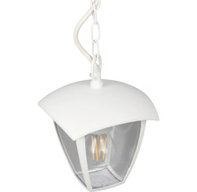 Biele závesné svietidlo s reťazovým závesom a svetelným zdrojom