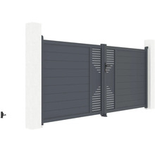 Hliníková posuvná brána s vodorovnými lamelami a štrbinovým vzorom