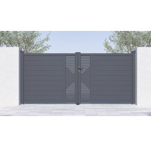 Moderná záhradná brána z hliníka s vodorovnými lamelami