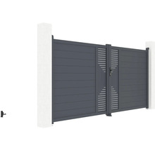 Hliníková záhradná bránka s lamelovým dizajnom a stĺpikmi