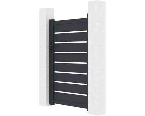 Záhradná bránka s vodorovnými lamelami medzi dvoma piliermi