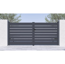 Dvojkrídlová brána s horizontálnymi lamelami do záhrady