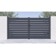 Dvojkrídlová brána z hliníka s vodorovnými lamelami