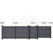 Rôzne plotové prvky a záhradná bránka s rozmermi.