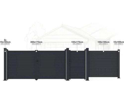 Rôzne plotové prvky s rozmermi