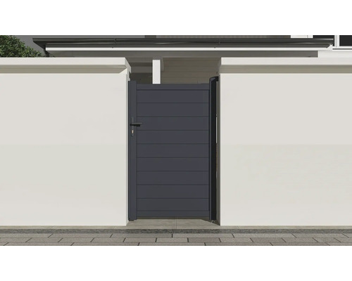 Hliníková záhradná bránka medzi dvoma múrmi