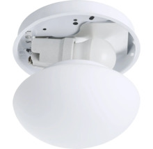 Biele stropné svietidlo s okrúhlou sklenenou kupolou