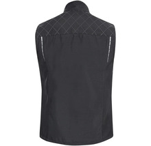 Pohľad zozadu na funkčnú vestu s odrazkami a károvaným vzorom