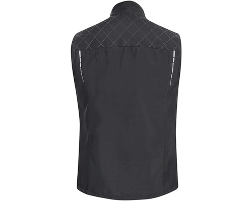 Pohľad zozadu na funkčnú vestu s odrazkami a károvaným vzorom