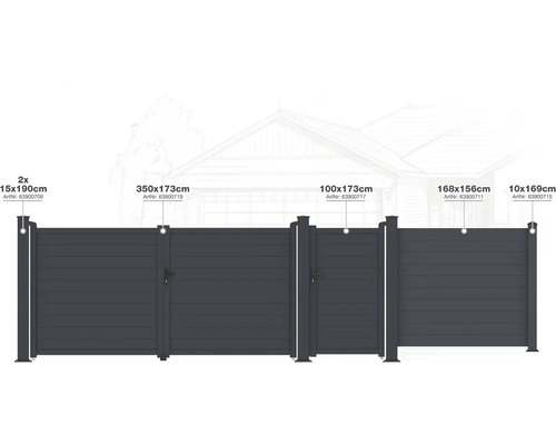 Rôzne prvky plota s rozmermi