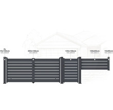 Rôzne plotové prvky s rôznymi rozmermi a číslami artiklu.