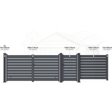 Rôzne plotové prvky s údajmi o veľkosti pre záhradu