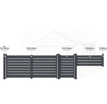 Rôzne plotové prvky s rozmermi ako schéma