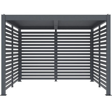 Sivá záhradná pergola s lamelovými stenami