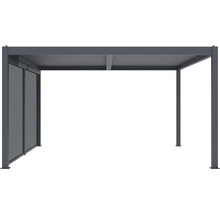 Sivá pergola s lamelovou strechou a bočným panelom