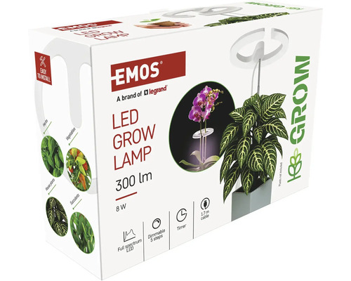 Balenie LED lampy na rastliny Emos so svetelným tokom 300 lúmenov a výkonom osem wattov