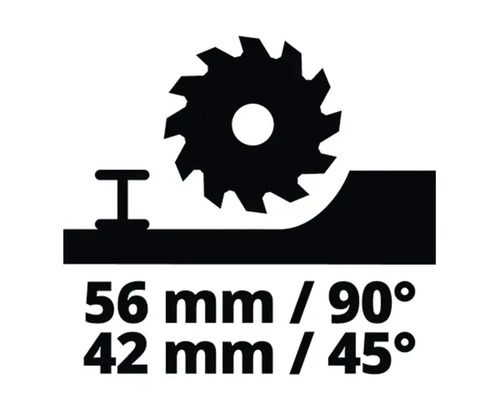 Hĺbka rezu 56 milimetrov pri 90 stupňoch a 42 milimetrov pri 45 stupňoch