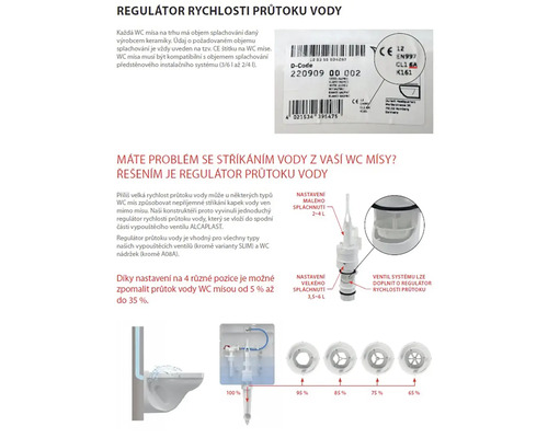 Informácie o regulátore prietoku vody pre toalety