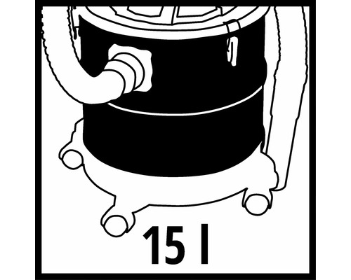 Symbol pre mokré suché vysávače s objemom 15 litrov