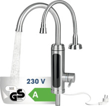 Elektrická vodovodná batéria s dvoma výtokmi, 230 V a bezpečnostnou značkou