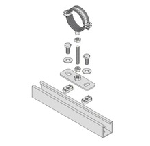 Rúrková objímka s montážnou lištou, skrutkami, maticami a podložkami