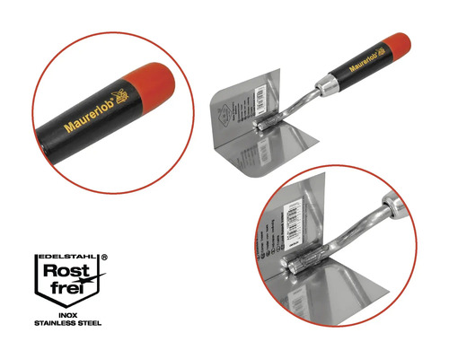 Rohová špachtľa Maurerlob z nehrdzavejúcej ocele s plastovou rukoväťou