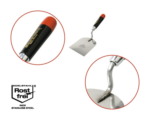 Oceľová lyžica na maltu s plastovou rukoväťou a pečaťou nehrdzavejúcej ocele
