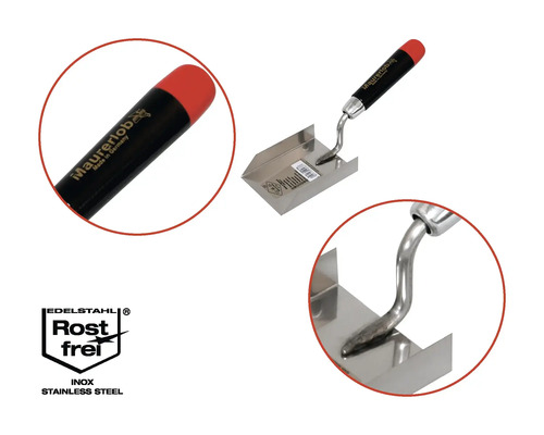 Murárska lyžica z nehrdzavejúcej ocele s plastovou rukoväťou