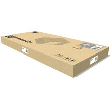 Ploché balenie pre kovový záhradný domček G21 v kartónovej krabici s vyobrazením produktu a technickými informáciami.