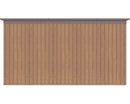 Bočná stena pre záhradný domček v dekore dreva s vertikálnymi profilmi.