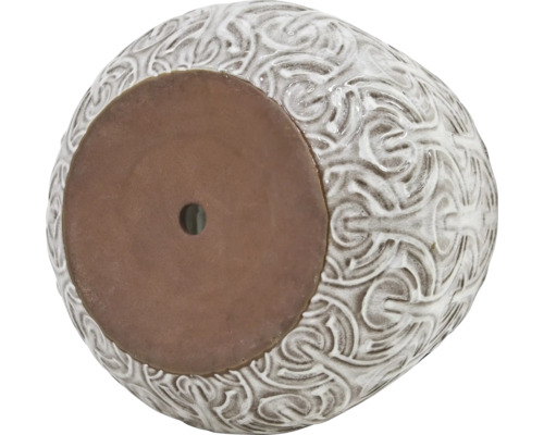 Kvetináč s ornamentmi a odvodňovacím otvorom v spodnej časti