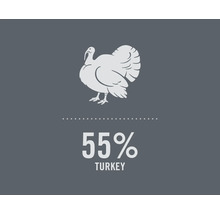 Symbol s moriakom a textom 55 percent morčacieho mäsa