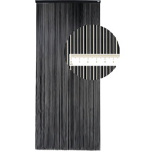 Čierny šnúrový záves s detailným záberom vlákien a meradlom.