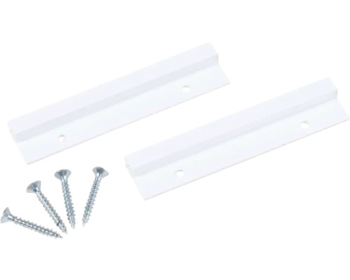 Dve biele vodiace lišty so štyrmi skrutkami