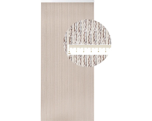 Dekoratívny šnúrkový záves so striebornými akcentmi a meracou stupnicou pre detailný pohľad