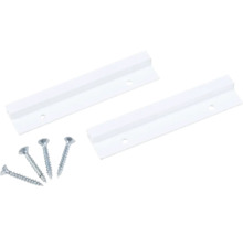 Dve biele vodiace lišty so štyrmi skrutkami