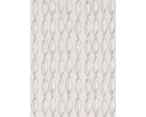 Dekoratívna reťaz na rozdelenie miestnosti s priehľadnými, skrútenými prvkami