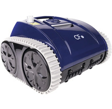 Modrý robotický čistič bazénov s pásovým pohonom